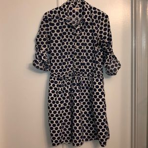 White and blue polka dot Gap shirt dress - XS